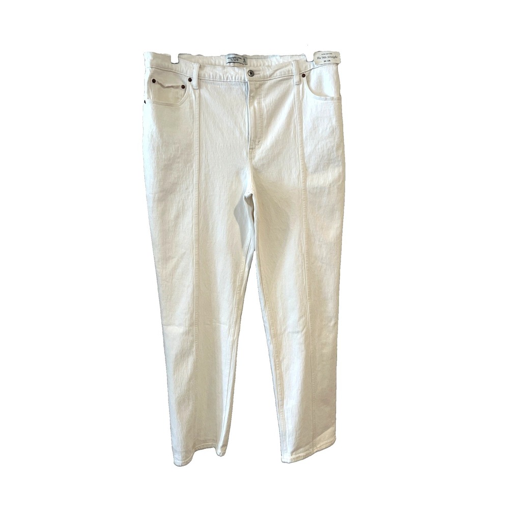 NWT Abercrombie & Fitch Jeans Sz 18 Long White The '90s Straight Ultra High Rise